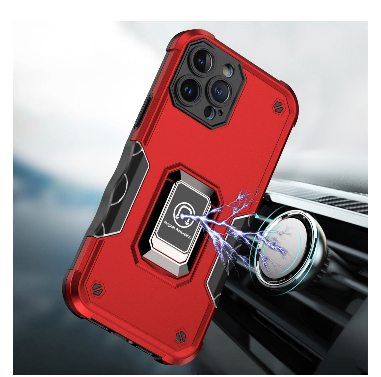 iPhone 15 Magnetic Ring Stand Hybrid Case Cover