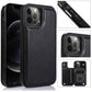 iPhone 15 Luxury Side Magnetic Button Card ID Holder PU Leather Case Cover