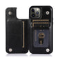 iPhone 15 Luxury Side Magnetic Button Card ID Holder PU Leather Case Cover