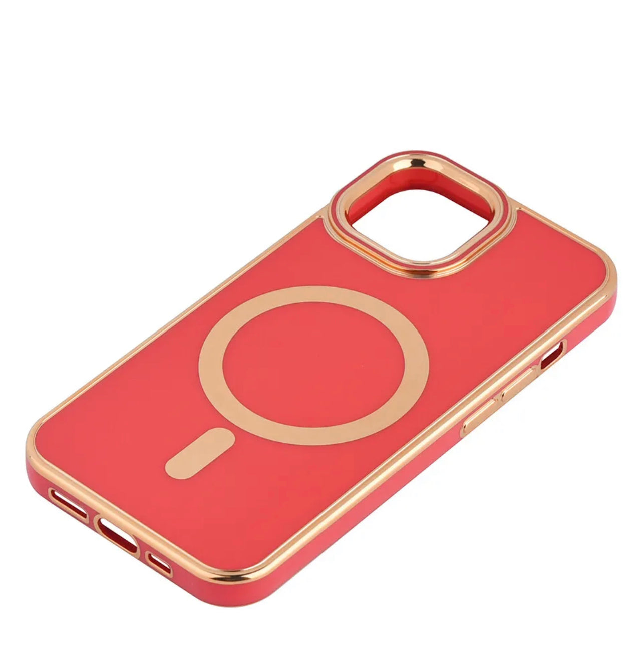 For Apple iPhone 14 Plus TPU Impact Shockproof MagSafe Cover Case w/Gold Bumper